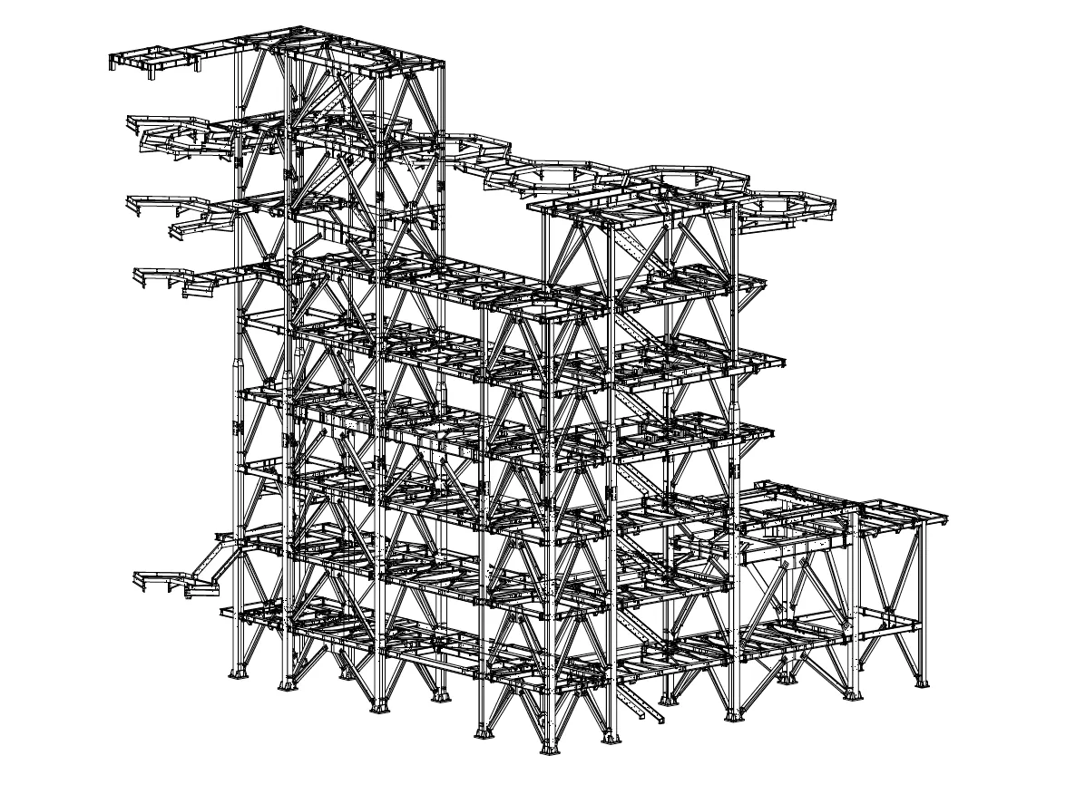 3D model of a multi-story steel platform developed by Luis Hernández.
