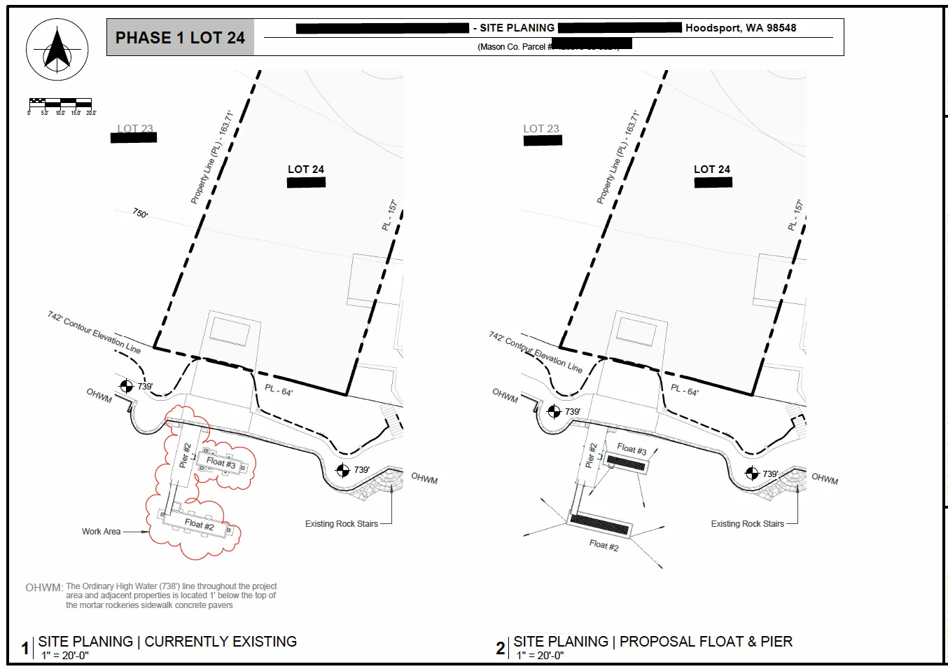 Existing shoreline plan documenting site conditions and waterfront structures.